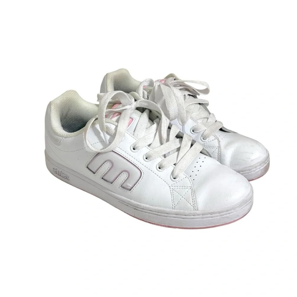 Etnies Y2K Women’s 9.5 Callicut White Pink Leather Lace Up Sneakers Skate Punk